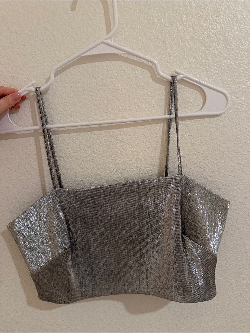 H&M Silver Metallic Cropped Tank Top